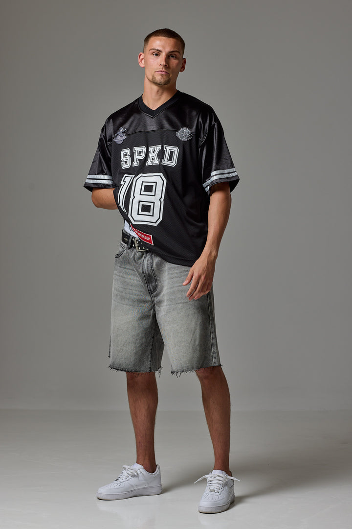 Washed Denim Shorts- Grey