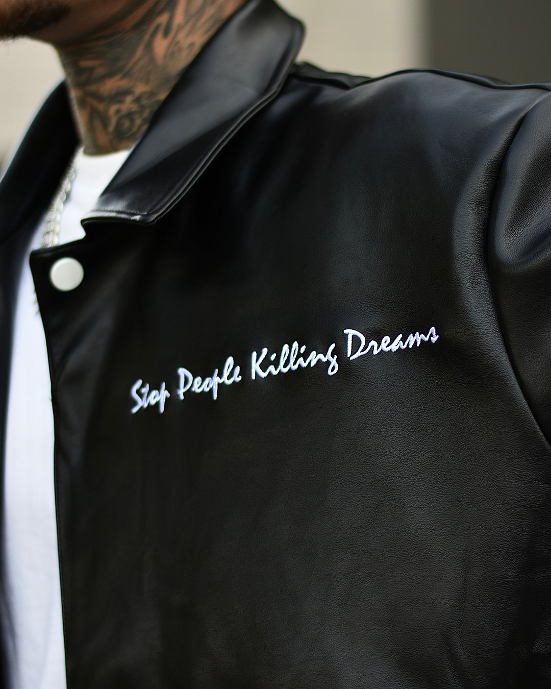 SPKD Leather Bomber Jacket