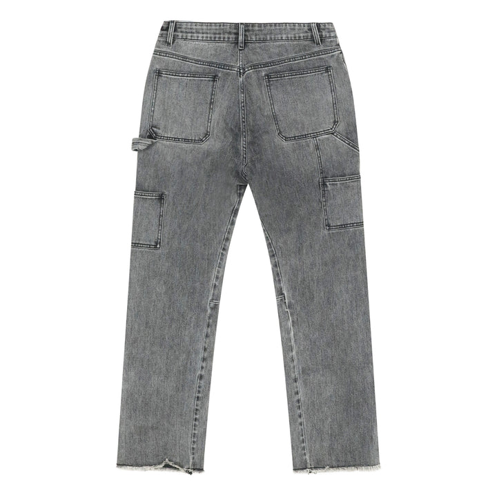 distress grey washed flare jeans