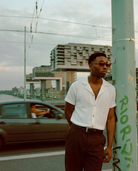 Man wearing cream knitted shirt