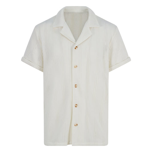 Knitted Button Shirt - Cream
