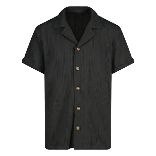 Knitted Button Shirt - Black