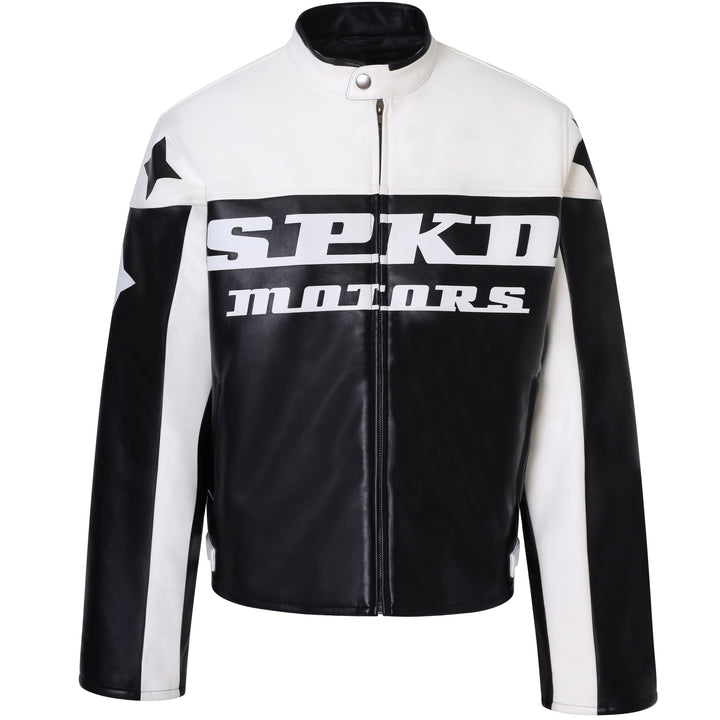 SPKD Motors Leather Jacket Black/White