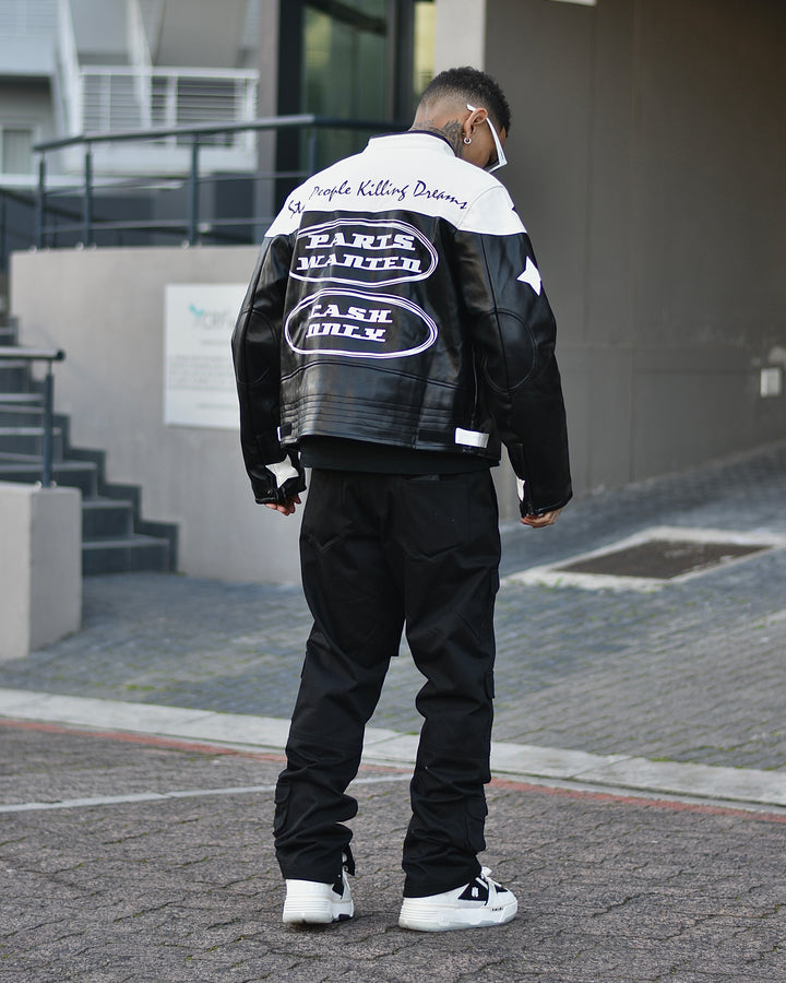 SPKD Motors Leather Jacket Black/White