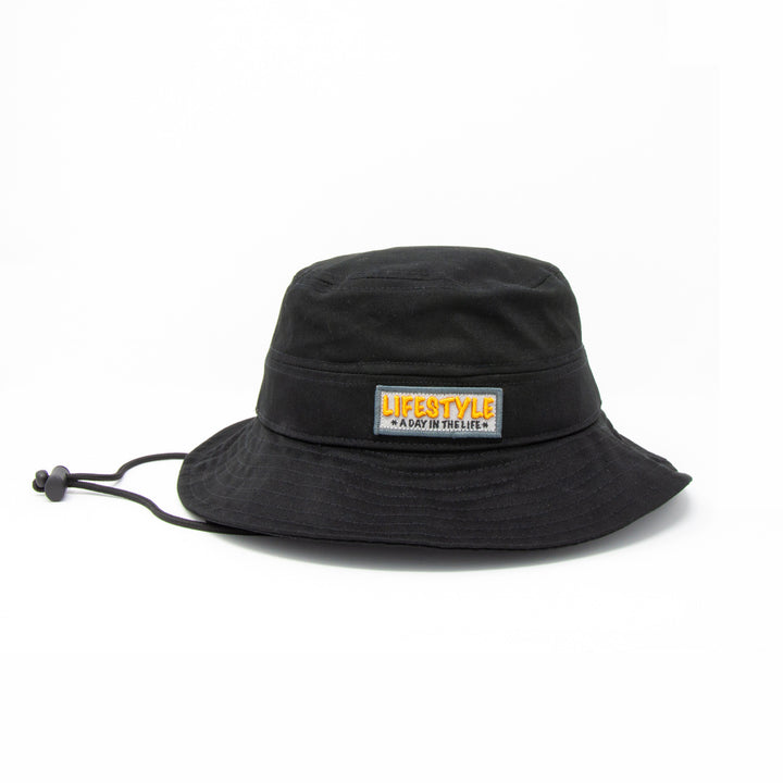 Cotton Yellow & Silver Lifestyle Patch Bucket Hat