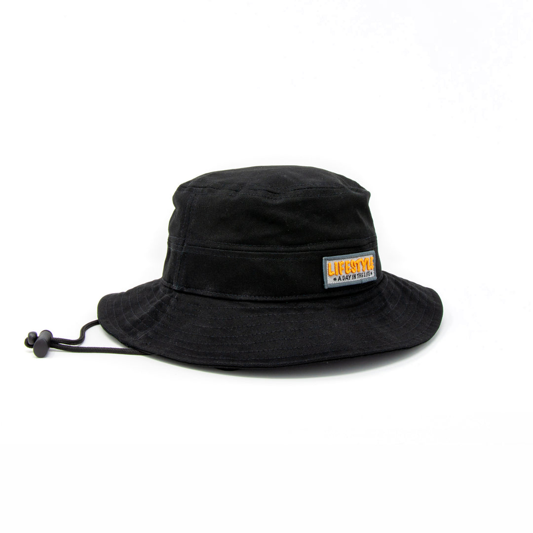 Cotton Yellow & Silver Lifestyle Patch Bucket Hat