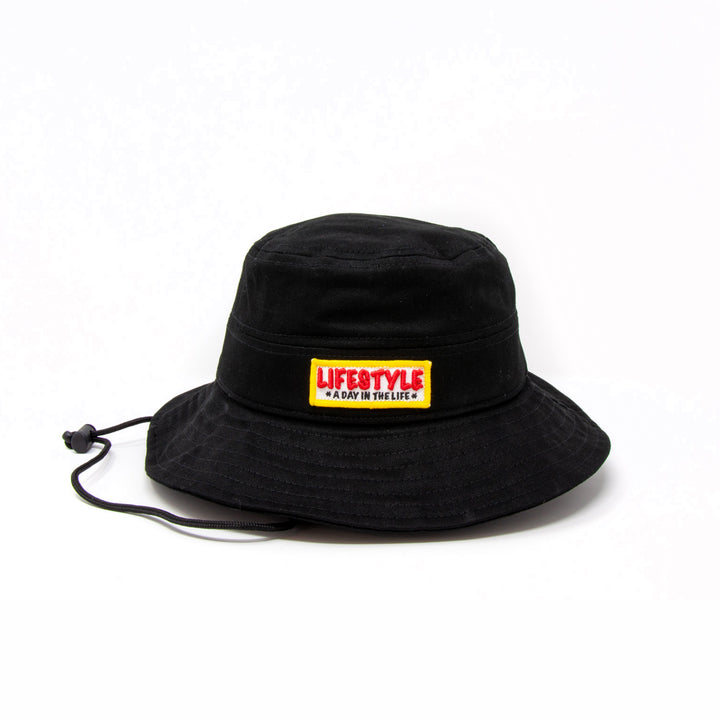 Cotton Red & Yellow Lifestyle Patch Bucket Hat - Kids